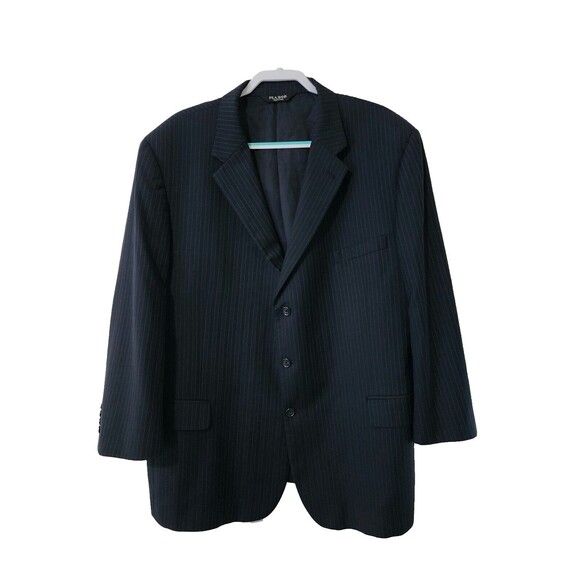 JoS A Bank Mens Wool Pinstripe Blazer Jacket Black 3-Button Notch Lapel Size 52R - Picture 1 of 9